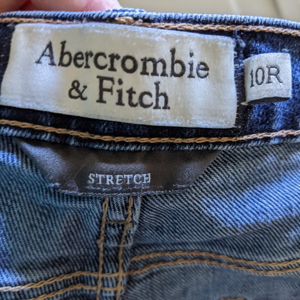 Abercrombie & Fitch Blue Stretch Denim Jeans with Tan Stitching